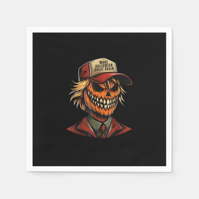 Funny Trumpkin Pumpkin Skeleton Make Halloween Gre Napkins (Front)
