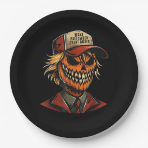 Funny Trumpkin Pumpkin Skeleton Make Halloween Gre Paper Plates