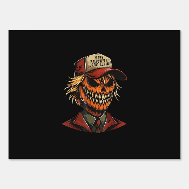 Funny Trumpkin Pumpkin Skeleton Make Halloween Gre Sign (Front)