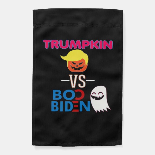 Funny Trumpkin Vs Boo Biden Halloween Design Class Garden Flag (Front)