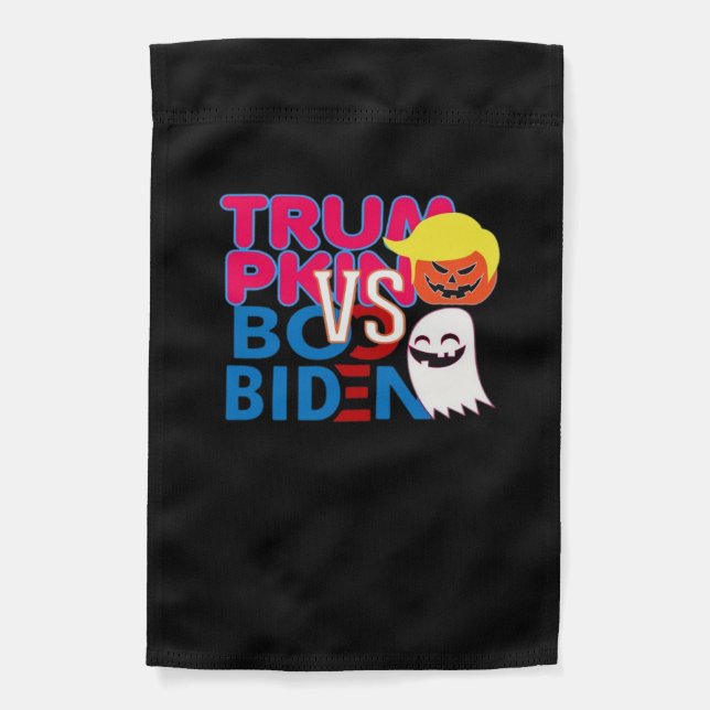 Funny Trumpkin Vs Boo Biden Halloween Design Class Garden Flag (Front)
