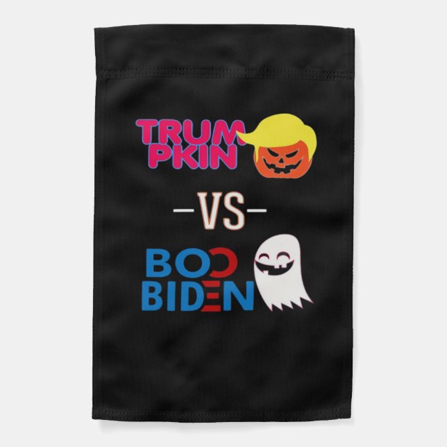 Funny Trumpkin Vs Boo Biden Halloween Design Class Garden Flag (Front)