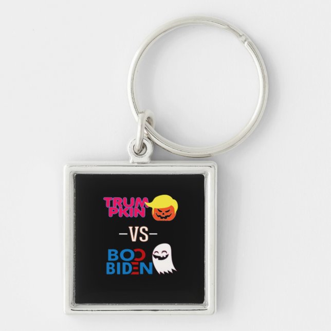 Funny Trumpkin Vs Boo Biden Halloween Design Class Keychain (Front)