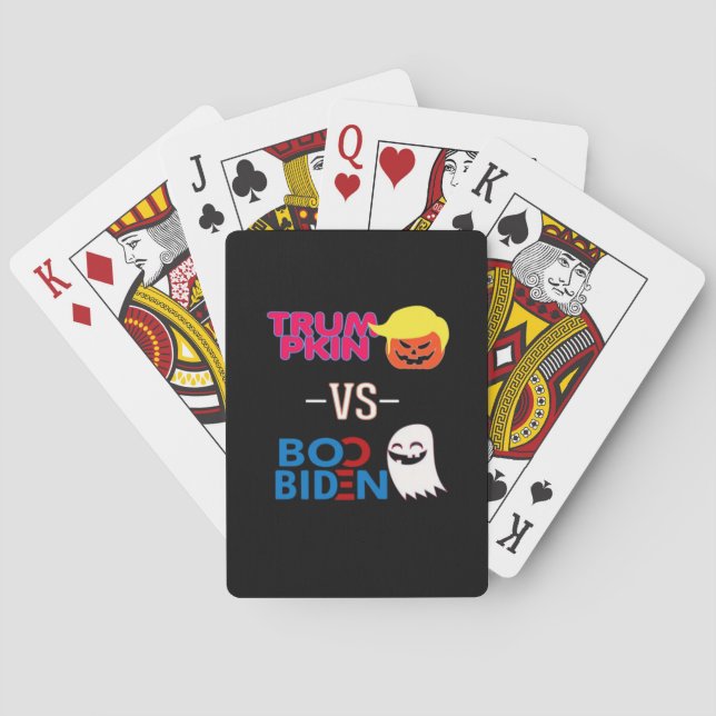 Funny Trumpkin Vs Boo Biden Halloween Design Class Poker Cards (Back)
