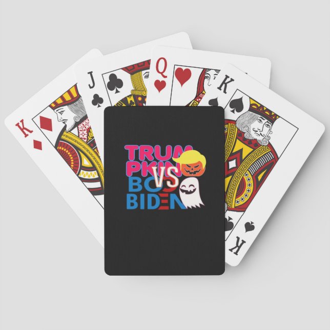 Funny Trumpkin Vs Boo Biden Halloween Design Class Poker Cards (Back)