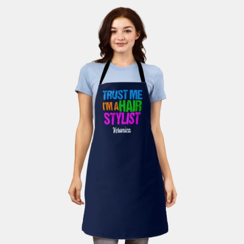 Funny Trust Me Im a Hair Stylist Cute Monogram Apron