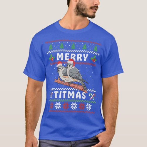 Funny Tufted Titmouse Merry Titmas Gift Bird watch T_Shirt