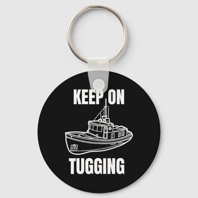 Funny Tug Boat Captain Graphic  Keychain (Front)