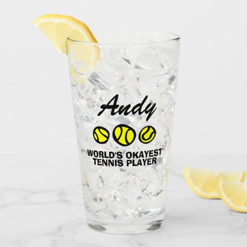 Funny tumbler glass gift for okayest tennis player