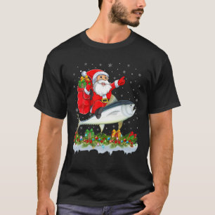 Funny Tuna Fish Lover Santa Riding Tuna Christmas T-Shirt