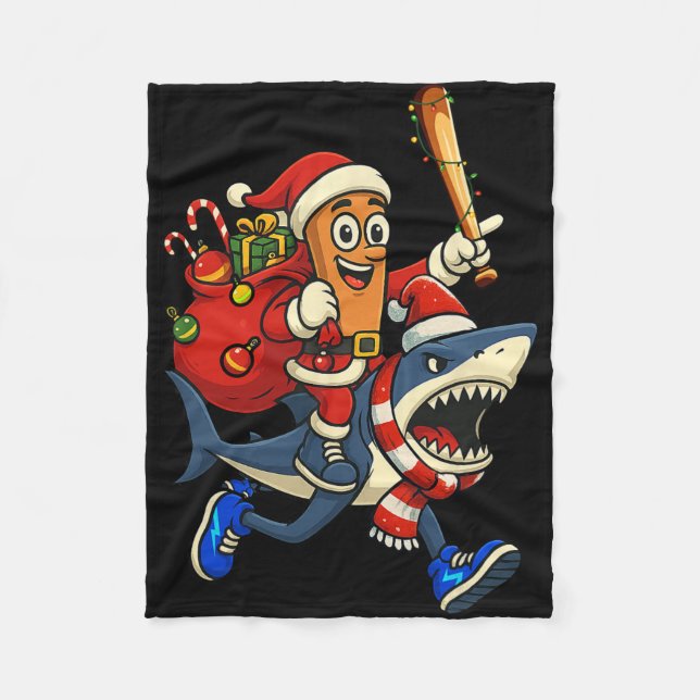 Funny Tung Tung Sahur Riding Tralala Xmas Italian  Fleece Blanket (Front)