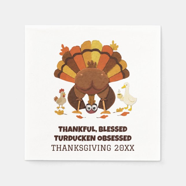 Funny Turducken Thanksgiving Napkins (Front)