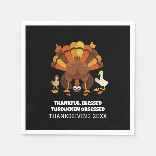 Funny Turducken Thanksgiving Napkins (Front)