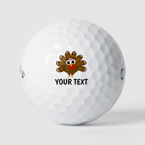 Funny turkey bird cartoon custom Thanksgiving Golf Balls