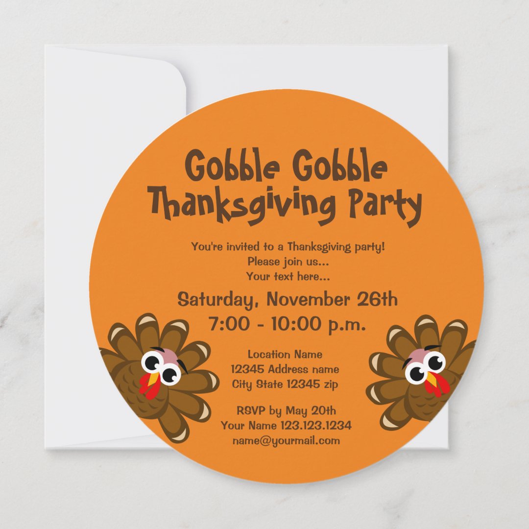 Funny Turkey Cartoon Thanksgiving Dinner Party Invitation | Zazzle