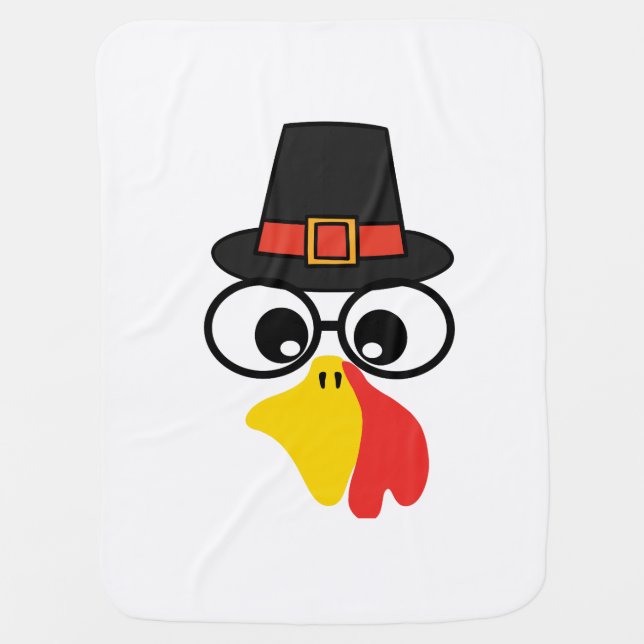 Funny Turkey Face for Thanksgiving Baby Blanket (Front)