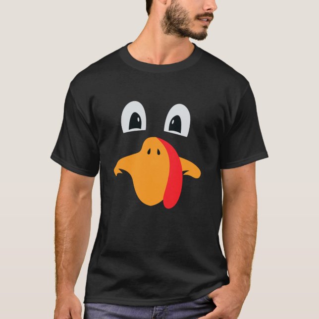 Funny Turkey Face Thanksgiving Day Costume Harvest T-Shirt (Front)