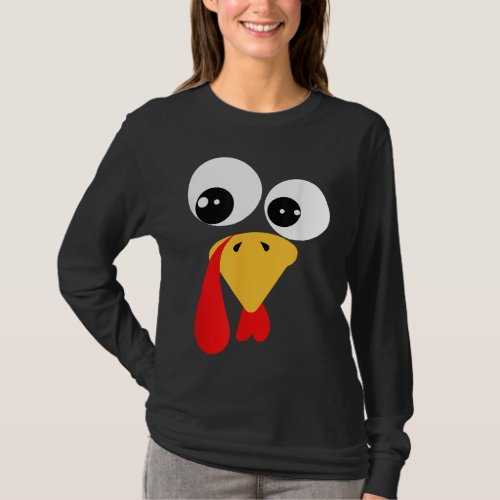 Funny Turkey Face Thanksgiving Family Costume Kids T_Shirt