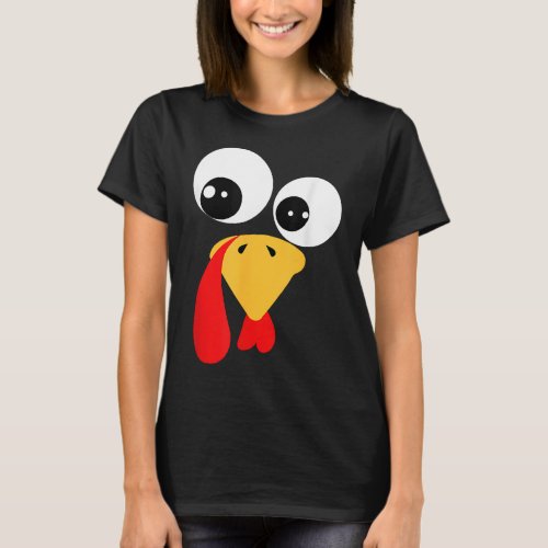 Funny Turkey Face Thanksgiving Family Costume Kids T_Shirt
