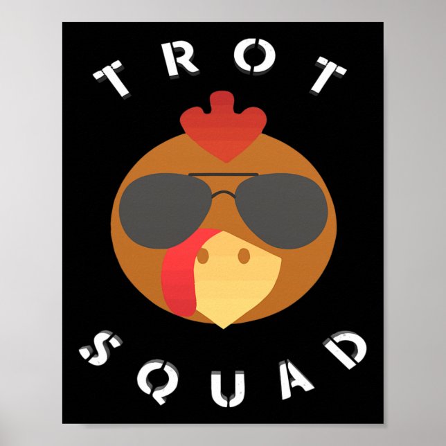 Funny Turkey Face Trot Squad Thanksgiving Running  Poster (Front)