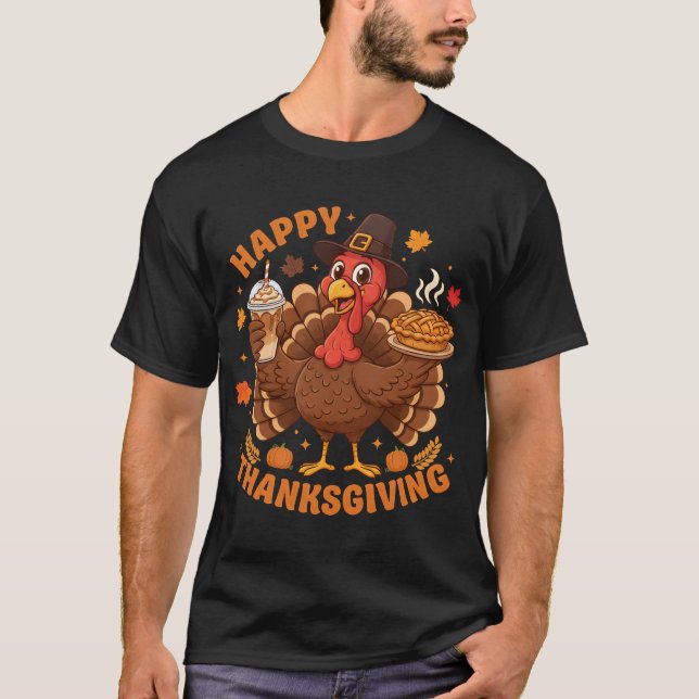 Funny Turkey Family Dinner Happy Thanksgiving T-Shirt (Front)