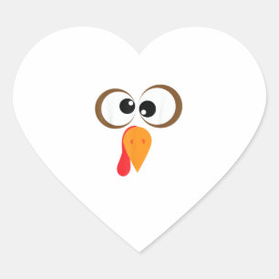 Funny Turkey Family Thanksgiving Turkey Face Frien Heart Sticker