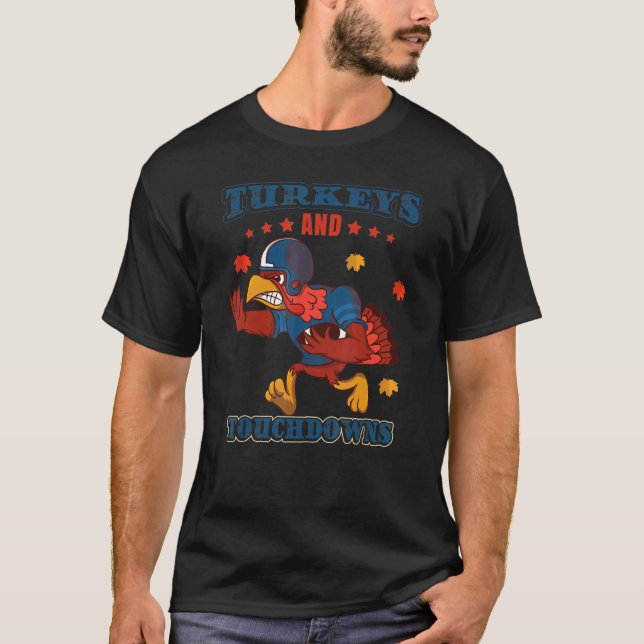 Funny Turkey Football Player Thanksgiving Football T-Shirt (Front)