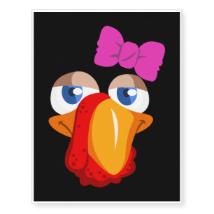 Funny Turkey Girl Face - Thanksgiving Gift Temporary Tattoos