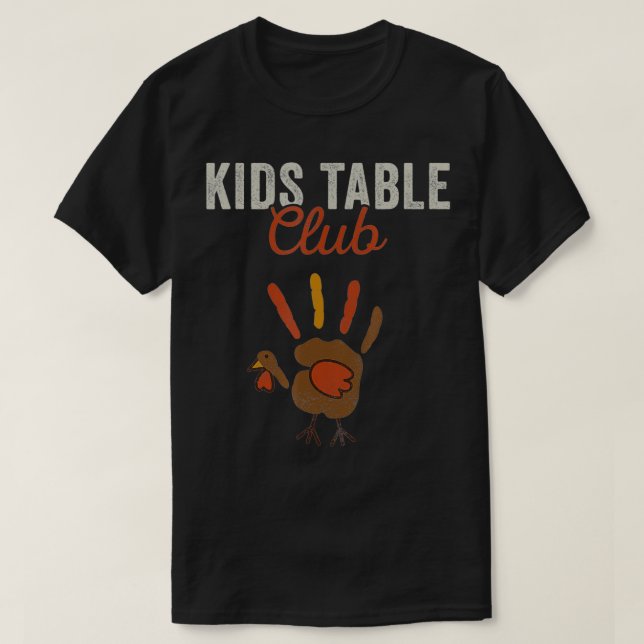 Funny Turkey Hand Kids Table Thanksgiving  T-Shirt (Design Front)
