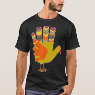 Funny Turkey Hand Thanksgiving Retro Vintage Gifts T-Shirt