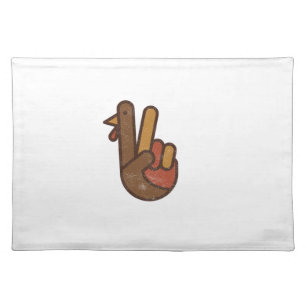Funny Turkey Hand Thanksgiving Retro Vintage Top L Cloth Placemat