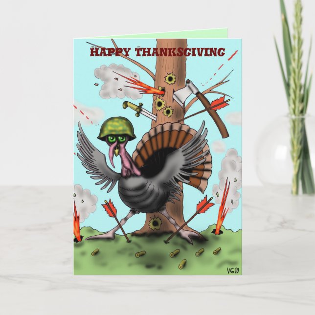 Funny turkey Happy Thanksgiving card design (Front)
