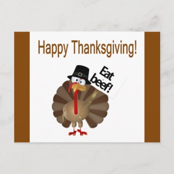Funny Turkey  Happy Thanksgiving Holiday Postcard by esoticastore at Zazzle