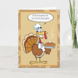 Funny Turkey Happy Thanksgiving Serving Pie Card | Zazzle