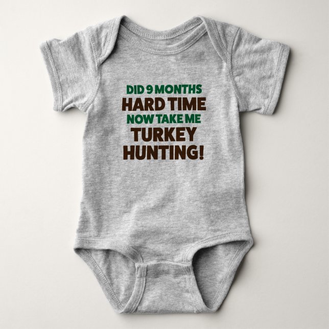 Funny Turkey Hunting Jersey Bodysuit for Baby (Front)