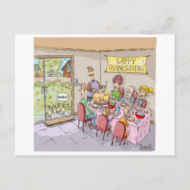 FUNNY TURKEY KIDS THANKSGIVING POSTCARD (Front)