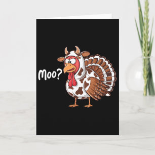 Funny Turkey Moo Thanksgiving Fake Cow Farmer Cow Card