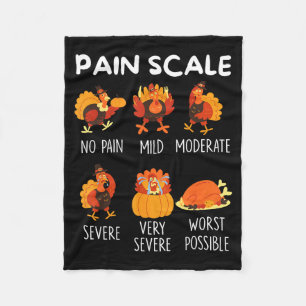 Funny Turkey Pain Scale Thanksgiving Cna Er Nurse Fleece Blanket