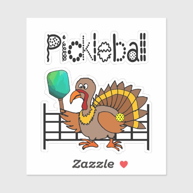 Funny Turkey Playing Pickleball Thanksgiving Sticker (Sheet)
