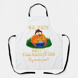 Funny Turkey Realizes It's Thanksgiving! Custom A Apron