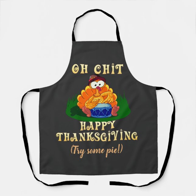 Funny Turkey Realizes It's Thanksgiving! Custom  Apron (Front)
