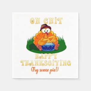 Funny Turkey Realizes It's Thanksgiving! Napkins