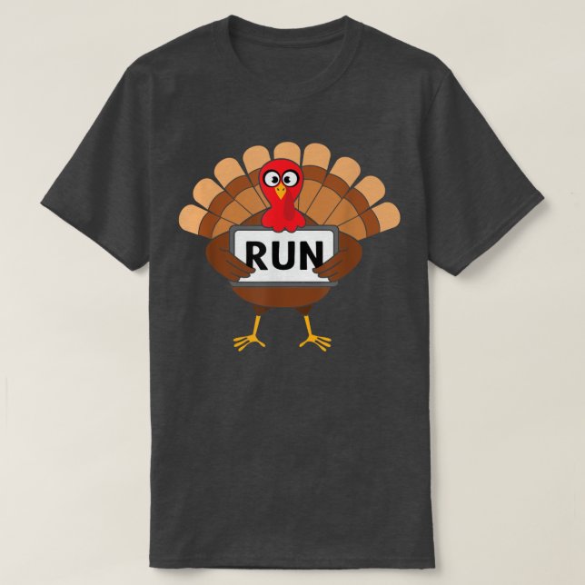 Funny Turkey Run Turkey Trot 2021 Thanksgiving Cos T-Shirt (Design Front)