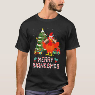Funny Turkey Santa Merry Thanksmas Christmas Thank T-Shirt