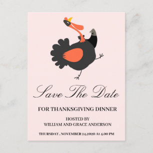 Funny Turkey Save the Date Thanksgiving Postcard