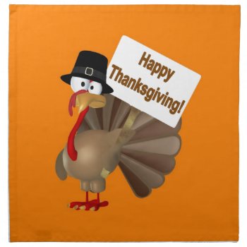 Funny Turkey Saying :''happy Thanksgiving!'' Napkin by esoticastore at Zazzle