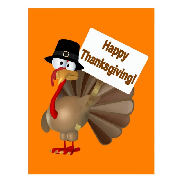 Funny Turkey Saying ''Happy Thanksgiving!'' Postcard
