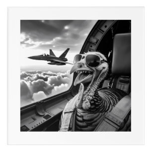 Funny Turkey Selfie Black & White Acrylic Print