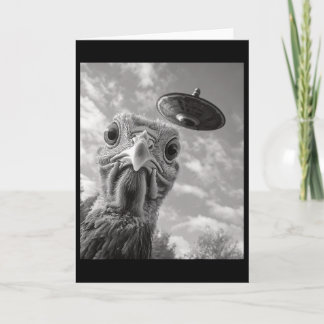 Funny Turkey Selfie Ufo Thanksgiving Card