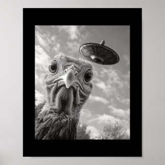 Funny Turkey Selfie Ufo Thanksgiving Poster